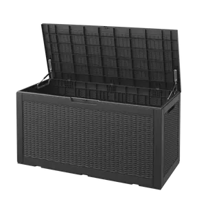 100 Gallon Deck Box Lockable Resin Outdoor Storage Box Waterproof Outdoor Contai