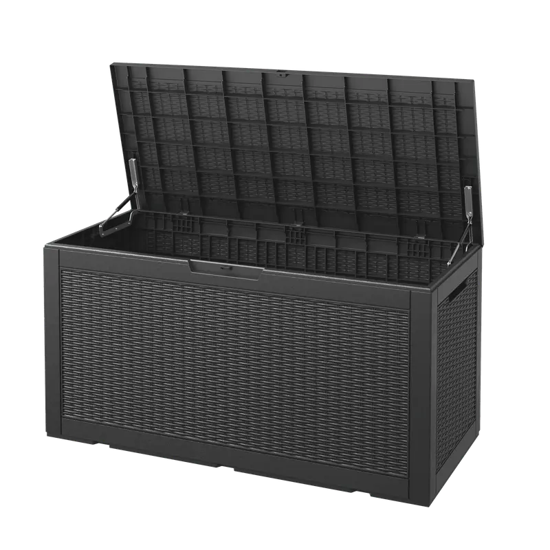 100 Gallon Deck Box Lockable Resin Outdoor Storage Box Waterproof Outdoor Contai