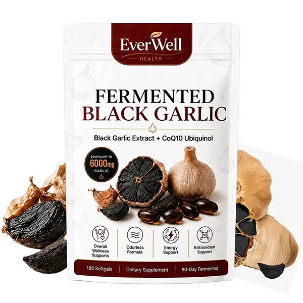 Everwell Fermented Black Garlic 180Softgels,Odorless Vegan Non-GMO Supplement