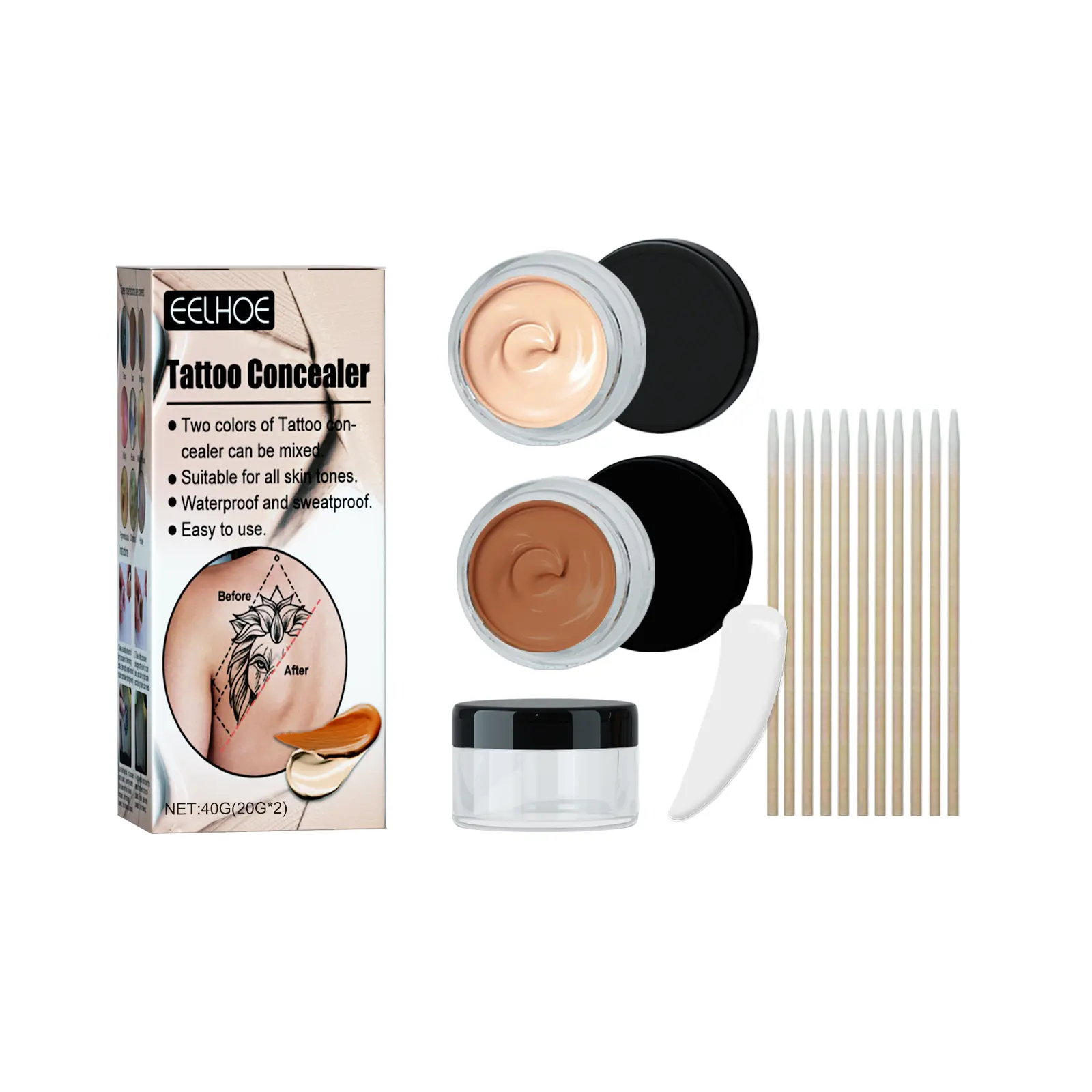 EELHOE Tattoo Concealer, Gentle Ingredients Moisturize And Cleanse Tattoo And Fade Print Concealer
