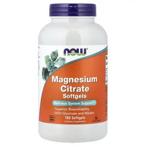 NOW Foods Magnesium Citrate, 180 Softgels (133 mg per Softgel)