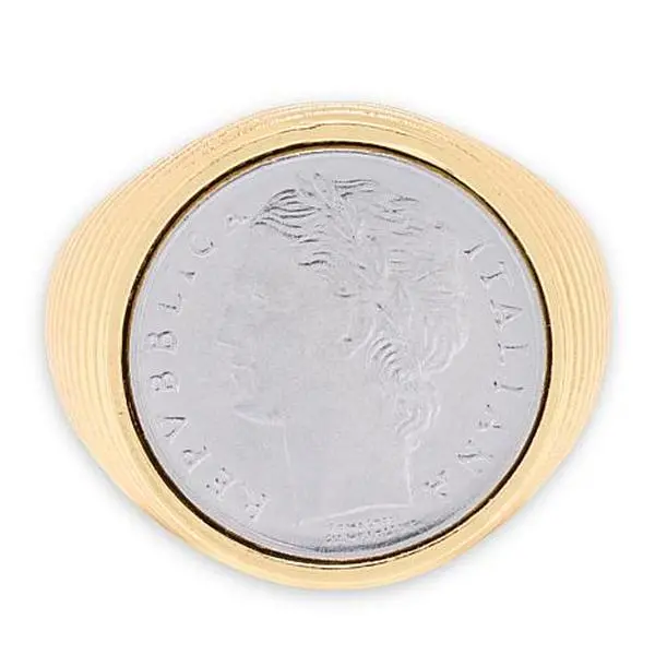 Bellezza Bronze Goldtone 100 Lira Coin Ring