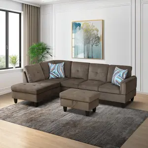 Brown Pineapple Velvet Living Room Sofa Set