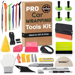 Vinyl Wrap Tool Kit Car Wrap Kit Vehicle Wrapping Tools with Felt Squeegee Utility Knife Magnetic Holders Gloves PPF Tools Stick Tucking for Wraps Automotive Window Tint Tool Installation
