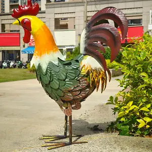 Outdoor Metal Rooster Statue, Beautiful Lawn Sculpture, Porch Decor, Garden Ornament, Exterior Decorative Statues, Yard Decoration, 1 Piece