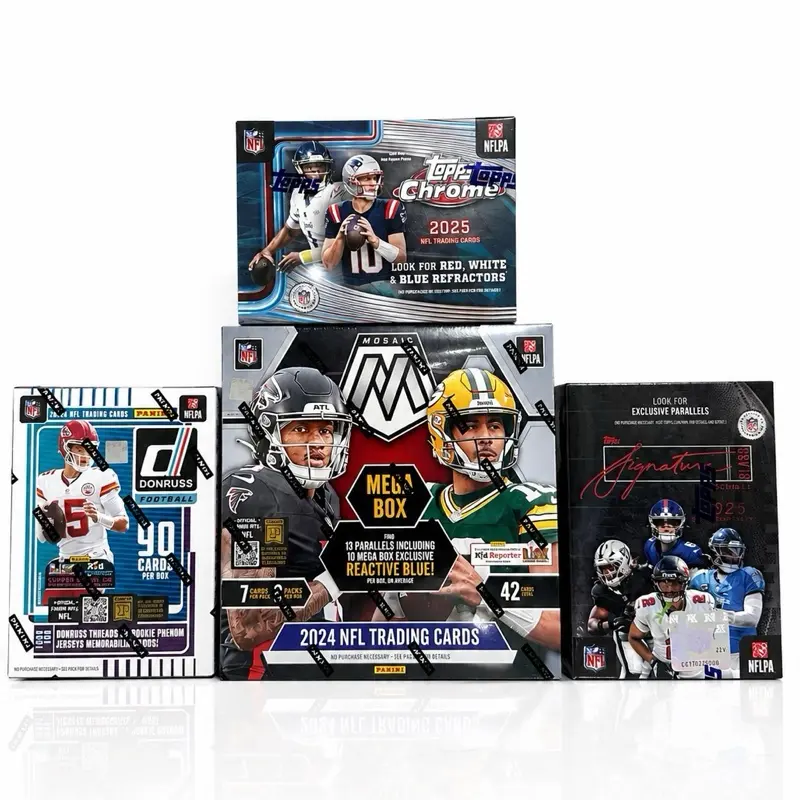 (955) Sports Collectible Sports Trading Cards NFL 4-Box Break - Downtown,Helix Hunt, Pick Your Team sports card break. Topps Signature class , Topps Chrome, 2024 Mosaic Mega, and Donruss.Loaded Rookie Class, All Cards Ship, Rip When Full (Teams Available)
