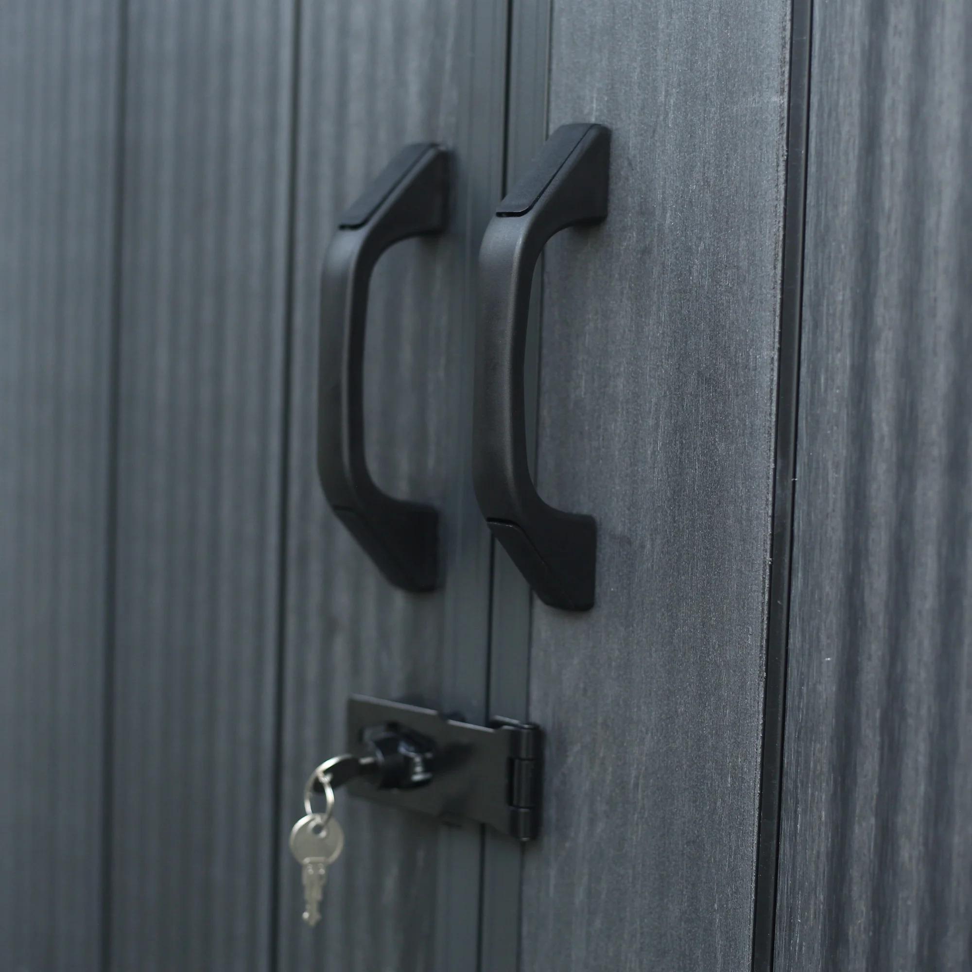 Outdoor Resin Storage Shed Lockable Door Waterproof Plastic Garden Tool Shed Windows Vents Patio Furniture