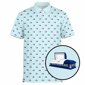Dark Blue Open Casket on Sky Blue - Golf Polo Shirt