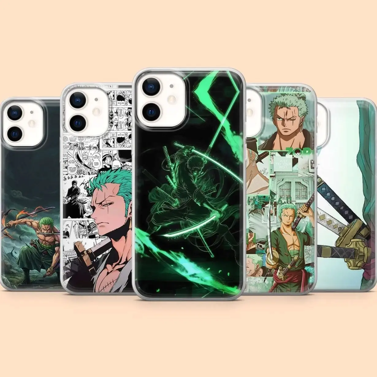 Roronoa OP Phone Case One Piece Swordsman Cover for iPhone 17 17e 16 15 14 13 12 11 Samsung S26 S25 S24 A56 A16 Pixel 10a 9A IDX Tough Polycarbonate TPU Impact Resistant Glossy Finish