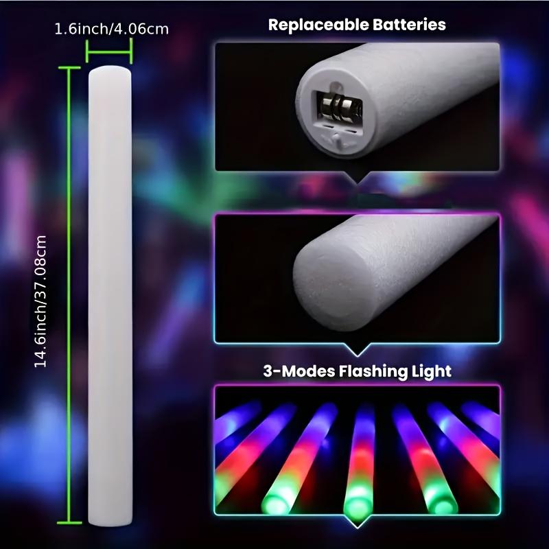 MICRENCY A LED Sponge Party Glow Stick Multicolor with 3 Flashing Modes for Night Light Party Supplies Ideal for Holidays Gaming Birthdays Events Concerts Outdoor Activities and Party Decorations Gifts Lightweight 14.6 inches