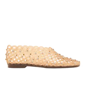 Steve Madden Womens Grove Rhinestone Jelly Flats Casual - Beige