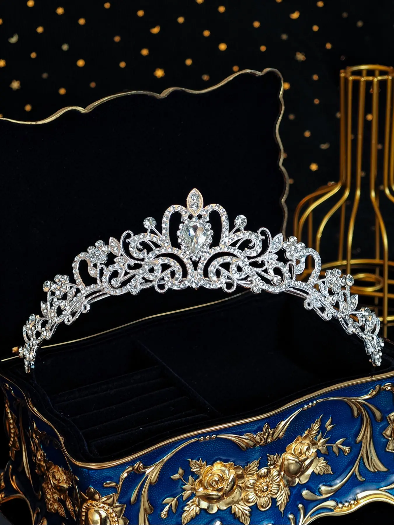 Rhinestone Decorated Crown for Wedding, Bridal Accessory, Bridal Party Favor, Elegant Alloy Crown for Birthday Gift, Fashion Hair Accessories for Party, Daily Clothing Decor, Elegant Crown Design, Tiara