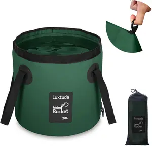 Collapsible Bucket with Handle, Portable 5 Gallon Bucket for Camping, Fishing, Beach, Gardening, RV & Outdoor Emergency, Heavy-Duty & Ultra Lightweight Water Storage Container