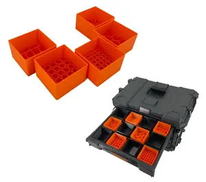 Ridgid 2.0 Pro Gear 3 Drawer Tool Organizer Box Compatible Small AA AAA C D 9V Battery Insert Bin