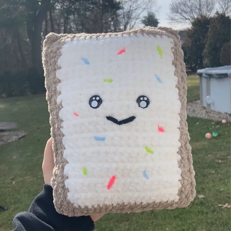 Large crochet pop tart with multi colored sprinkles cute