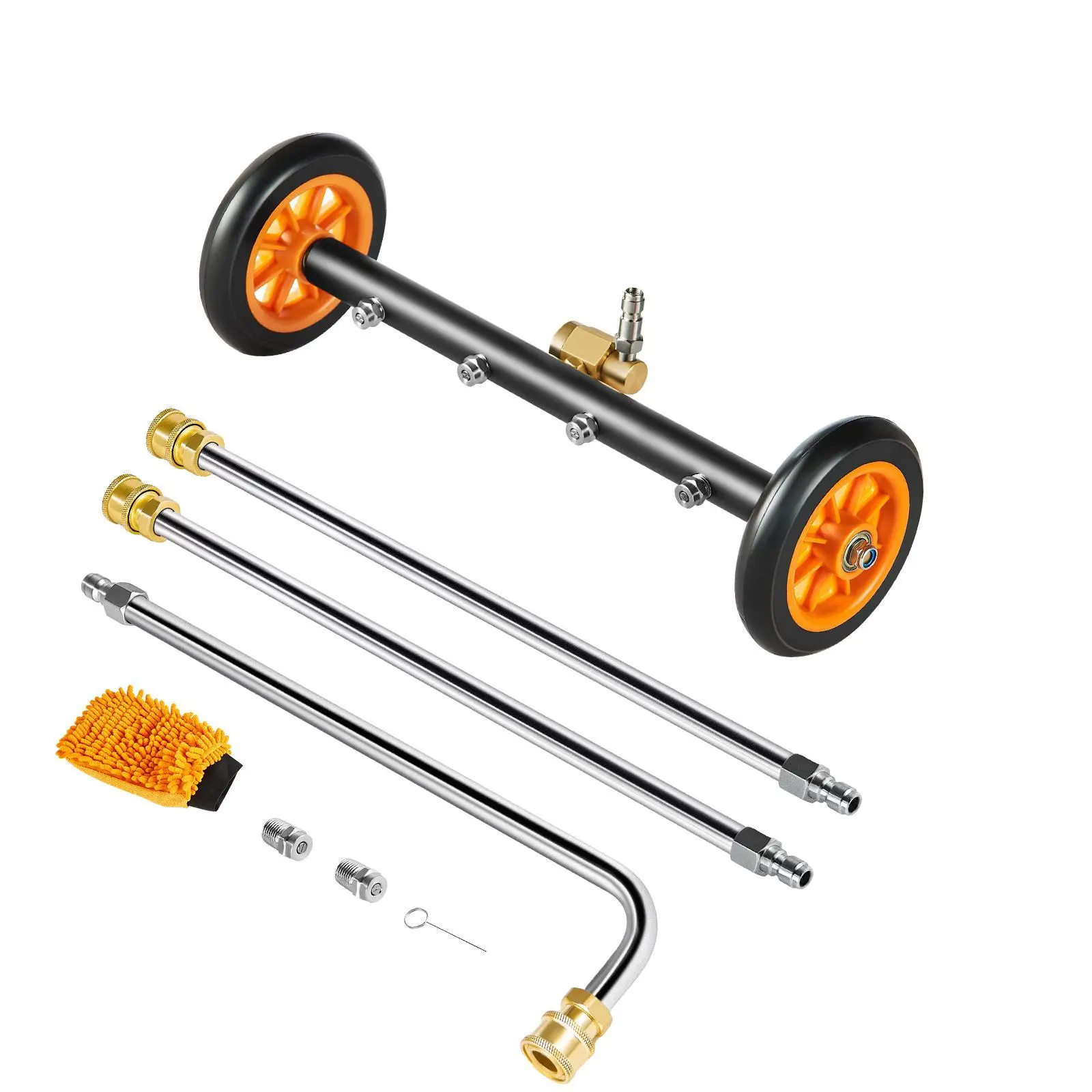 【Summerfinds】VEVOR 16" Pressure Washer Undercarriage Cleaner with 2 Wheels 2 Extended Wands