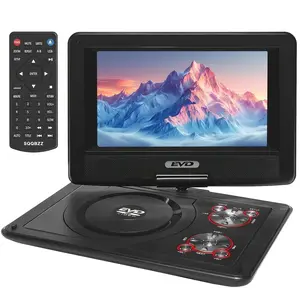 11.5" Portable DVD Player with 9.5" Swivel Screen 5-Hour Rechargeable Battery CD/DVD/SD/USB Regions Free Dual Speakers Foldable for Car Headrests Audio Card