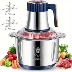Electric Meat Grinder, Meat Chopper, 5L Large Capacity Meat Grinder with Double Blades, Stainless Steel for Kitchen, Vegetables, Onions, Garlic
