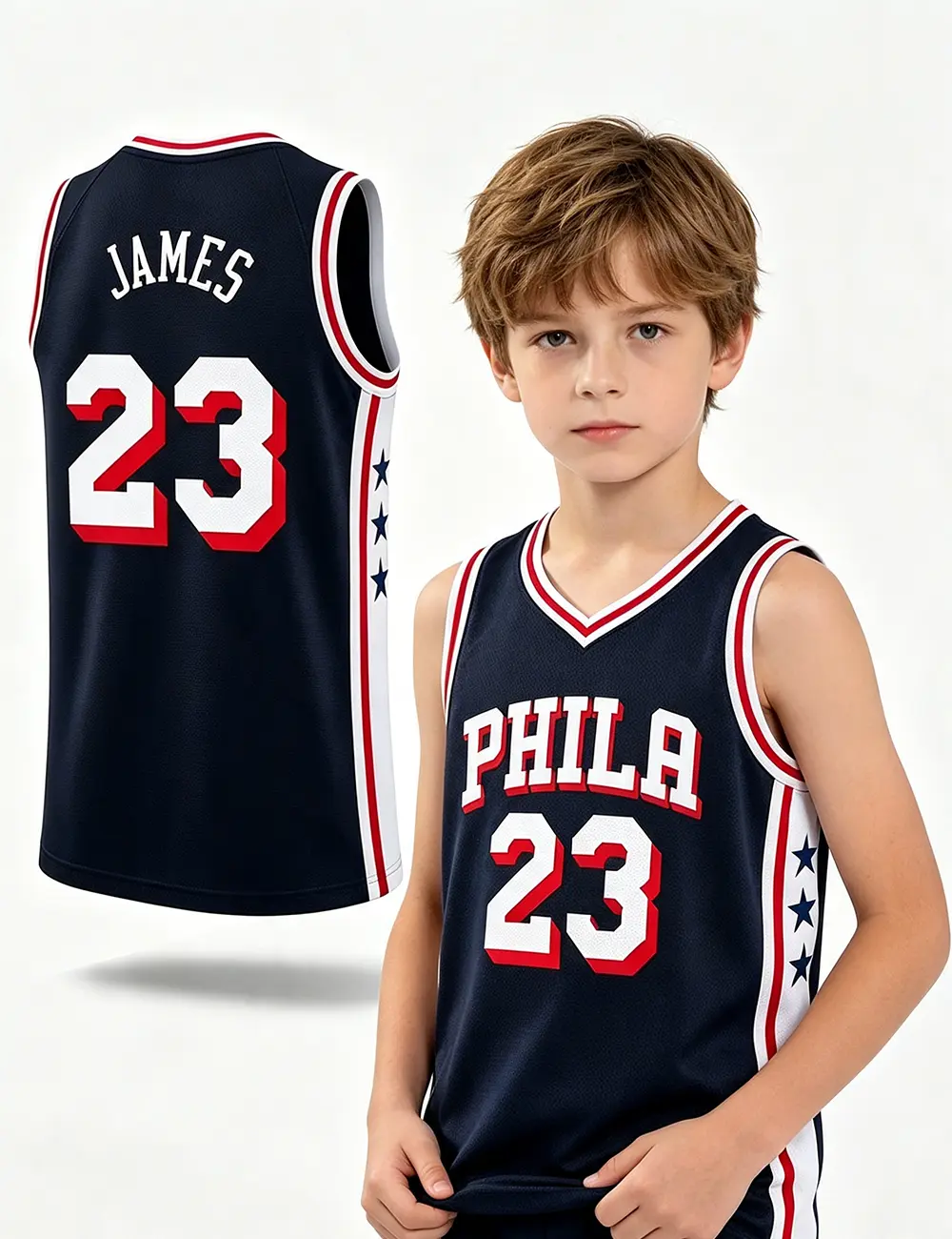 Unisex Basketball #23 Team Jersey, Boys Casual Hip Hop Basketball Uniform, Lightweight Mesh Sleeveless Athletic Top for Sports Gathering