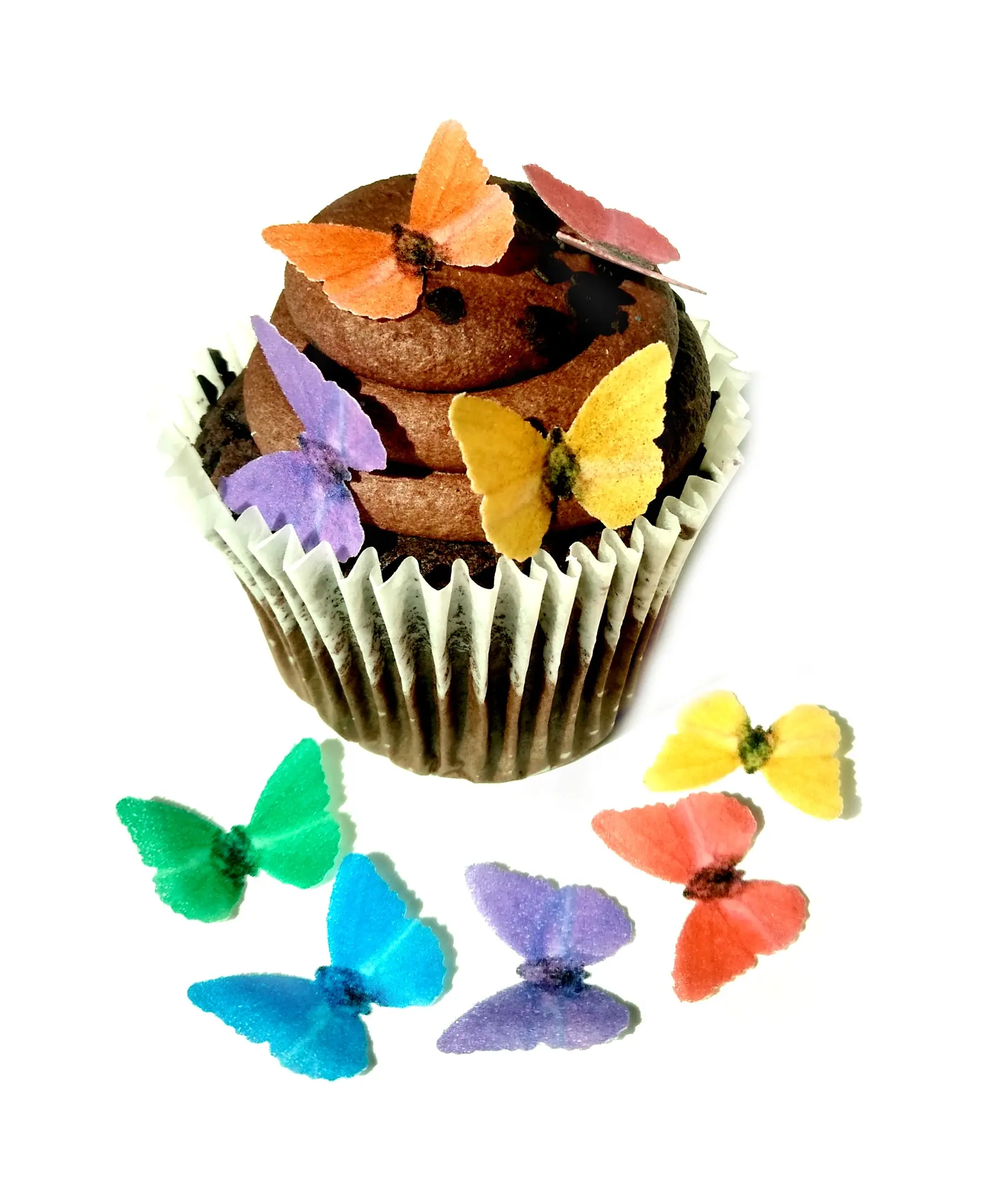 Assorted Solid Rainbow Color Wafer Paper Butterflies 1 Inch for Decorating Desserts Cupcakes Pack of 24