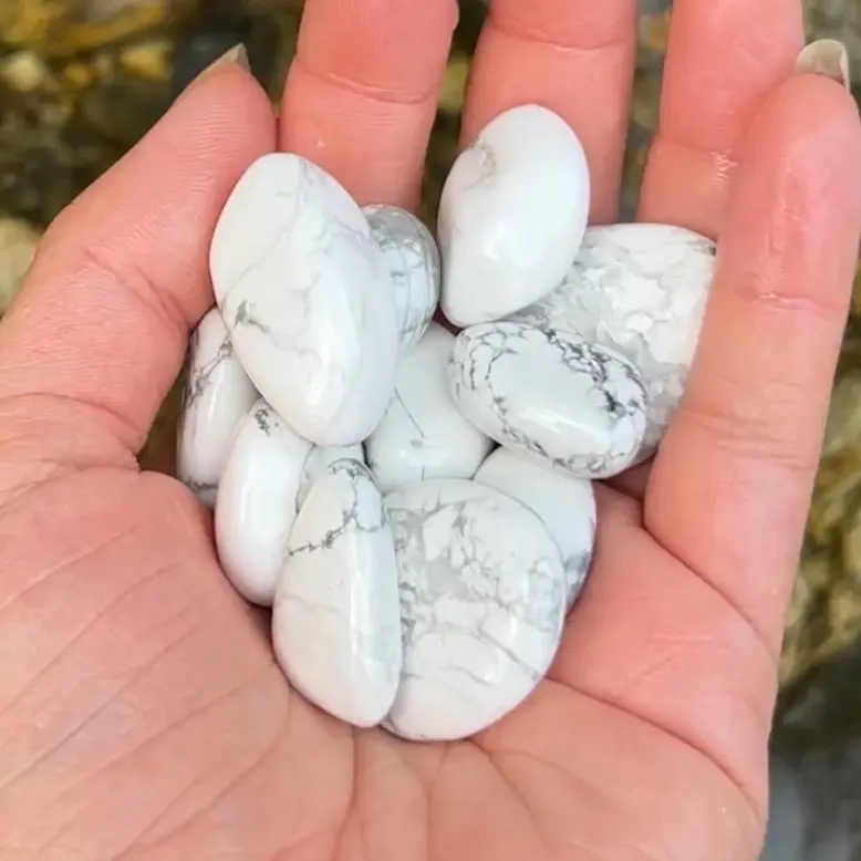Reiki Attuned White Howlite Crystal Tumbled Stone
