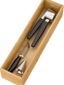 Wooden Storage Box for Utensil Organizer Silverware Tray Cutlery Holder Flatware Containers - Multi-Use Deep Drawer Dividers Organizer for Bathroom, Jewelry, 12"3"2.5"