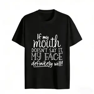 If My Mouth Doesn't Say It My Face Definitely Will Women's Graphic Tee Casual Streetwear Style Cotton Regular Fit Crew Neck Short Sleeve Fashionable T-Shirt For summer Everyday Wear rachel new outfit