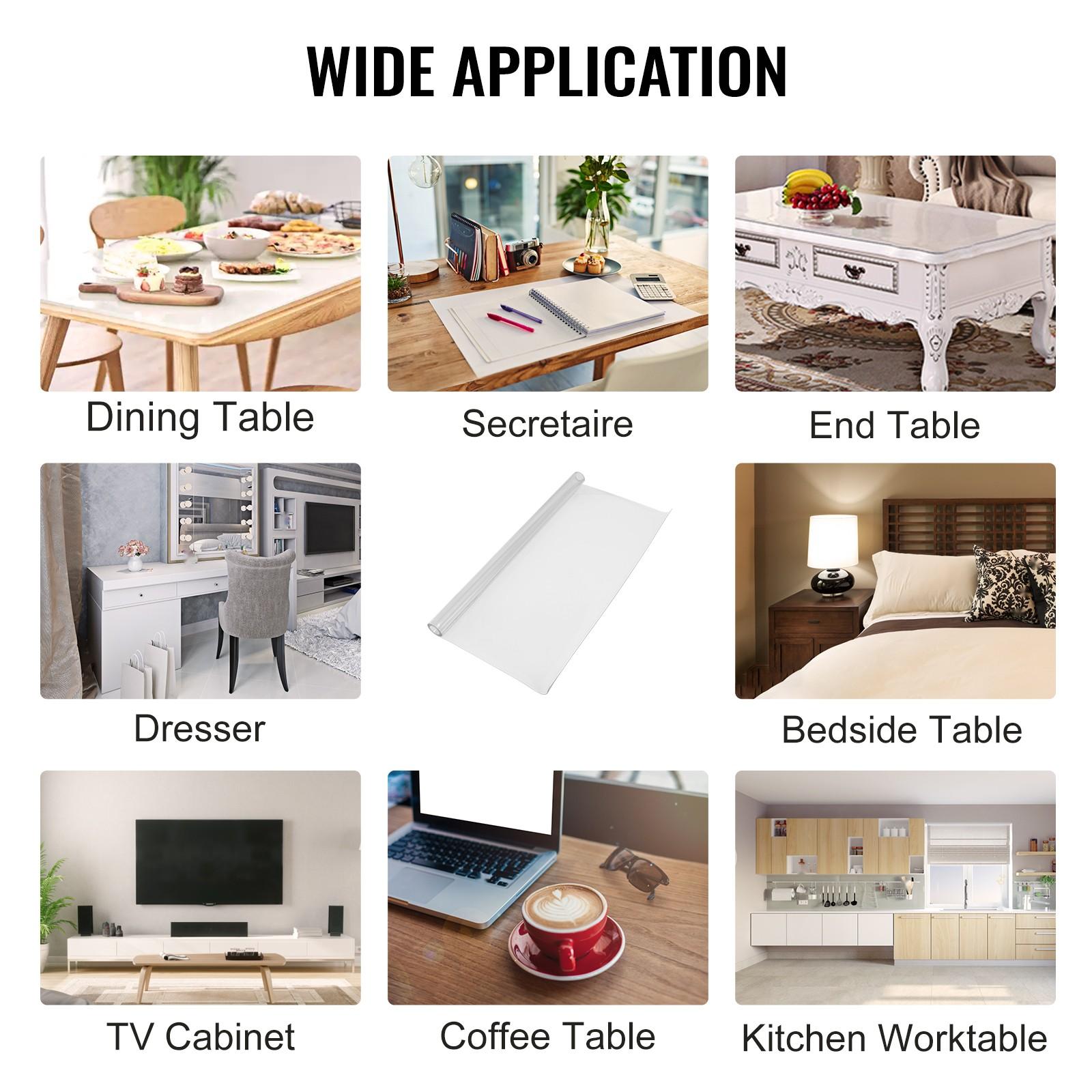 100 x 45 Inch Clear Table Cover Protector For Dining Room And Kitchen Tables, 1.5mm Thick Transparent Desk Pad, Waterproof And Stain Resistant, Easy To Clean Plastic Tablecloth Protector, Rectangular Table Top Guard