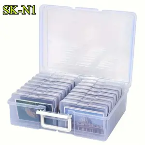 Transparent tape compartment storage box, heavy-duty plastic organizer with lid design, suitable for scrapbook, photo album, travel souvenirs, postcards, etc., scrapbook storage, photo album storage, scrapbook supplies
