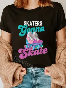 100% Cotton Unisex Skaters Gonna Skate - Vintage Roller Skating Skate Skater T-Shirt Casual Graphic Printed Vintage Tshirt
