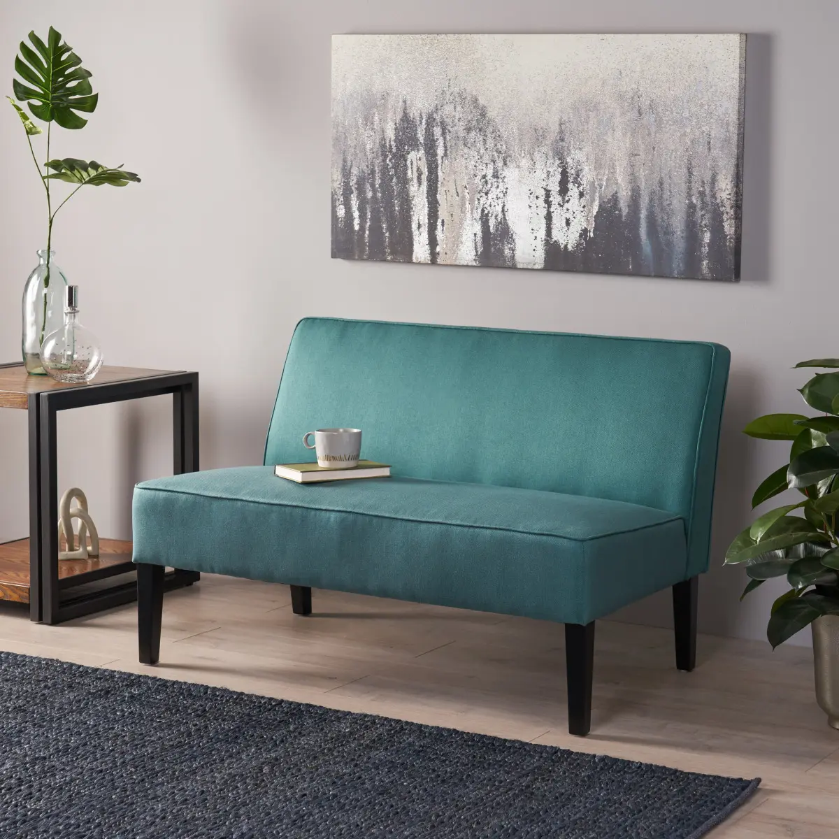 50'' Modern Solid Wood-Frame Linen Fabric Upholstered Loveseat - Indoor Sofa with 30-39 in Seat Height, 50.00 x 30.25 x 32.00 in Dimensions, Durable Build, Easy Cleaning, Box Packaging
