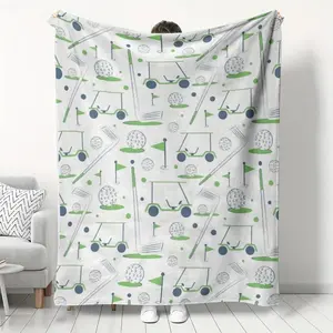 Soft Flannel Golf Theme Blanket - Cozy All-Season Blanket with Vibrant Golf Design, Perfect for Home Decor, Camping, and Gifts - Mixed Colors, Modern Style, Multi-Purpose Use, Cozy Blanket,Men Gift,Super Soft Cozy, Room Accessory