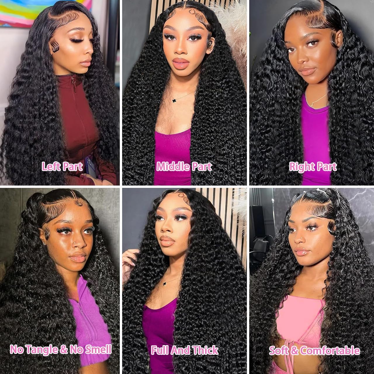 Kinky Curly 13x4 Lace Front Wigs Human Hair 13x6 HD Transparent Deep Wave Lace Front Wigs for Women 180% Density Curly Lace Front Wig Pre Plcked Deep Wave Wigs with Baby Hair