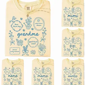 Comfort Colors Custom Floral Grandma Shirt, Floral Mama T-Shirt, Personalized Mothers Day Gift, Mama Nana Auntie Mimi Gigi Grammy Shirt WGQ