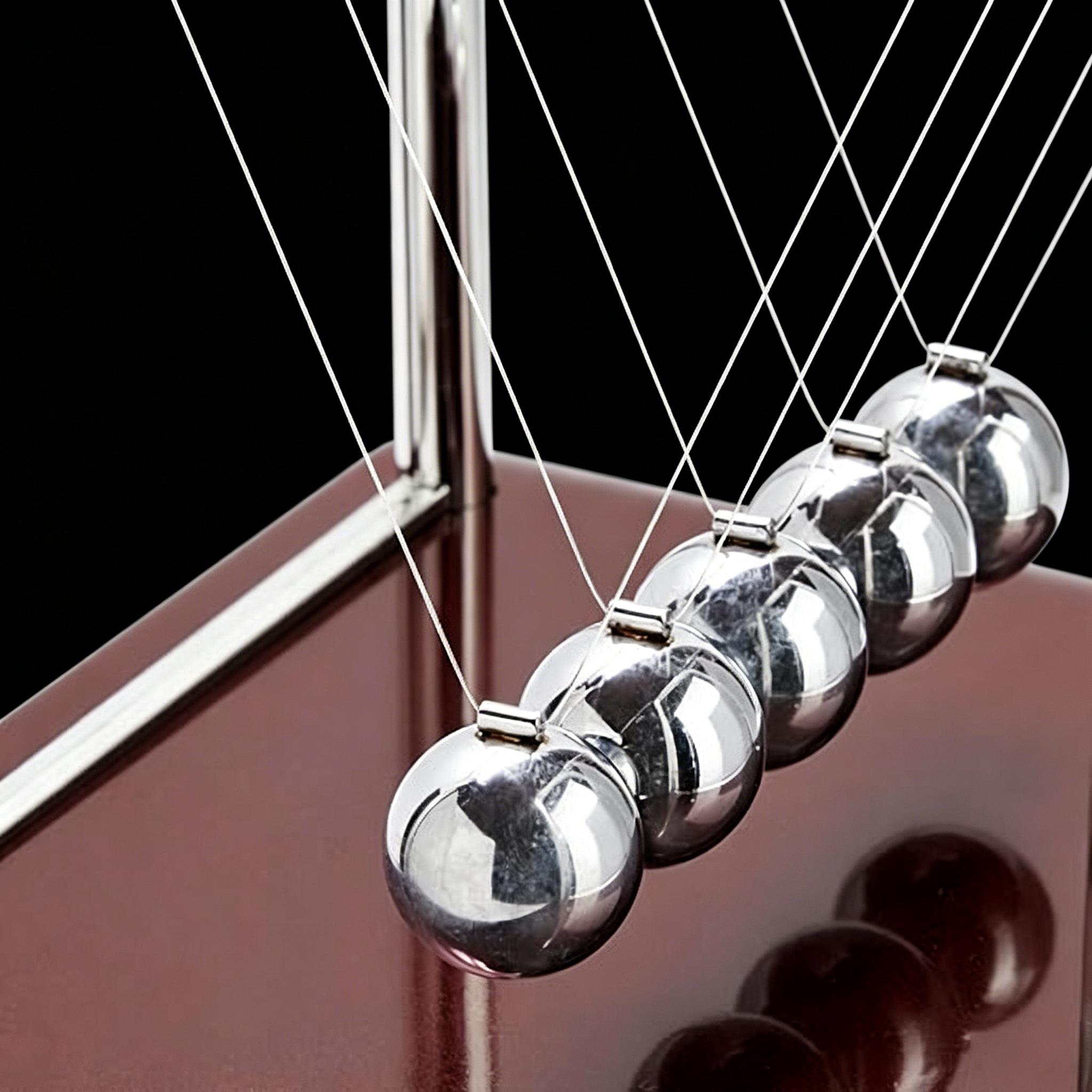 Newton's Cradle Pendulum 7x6x7 in Silver Stainless Steel, Desk Decor Stress Relief Toy, Physics Science Teacher Gift