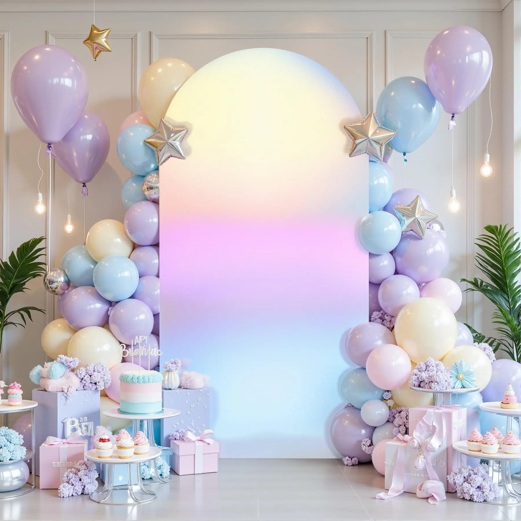 Create a stunning photo backdrop in seconds with this stretchy foil arch cover. Available in Gold, Silver, and Iridescent, and three U-shape sizes: 2.6x5.9ft, 3.3x6.6ft, and 3.9x7.2ft. Stand not included. Link in bio.