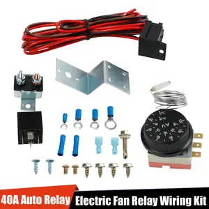 0-120'C Adjustable Electric 12V Radiator Fan Thermostat Control Relay Wire Kit