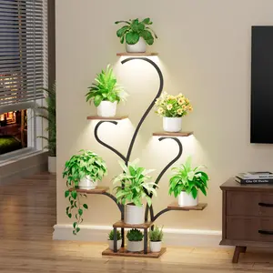 Plant Stand Indoor with Grow Lights - 7 Tiered Large Plant Shelf Indoor, 53" Corner Plant Stands for Indoor Plants, Matel Flower Holder Rack Display for Living Room Patio Garden Balcony Home Decor
