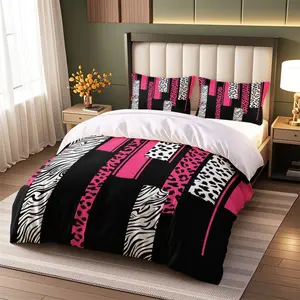Modern Zebra Stripe Duvet Set, 3-Piece Bedding Ensemble (1 Duvet + 2 Pillowcases), High-Quality Polyester Material
