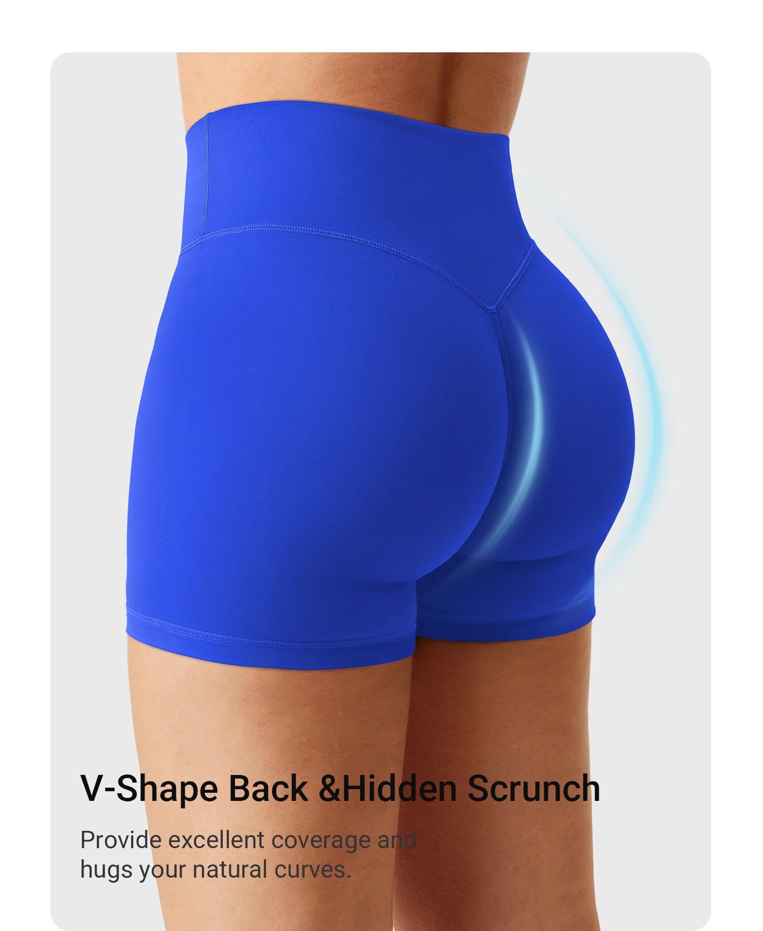 YEOREO Women's Biker Shorts 2.5" /4.5" No Front Seam Elysina High Waist Hidden Scrunch Workout Gym Yoga Running Shorts