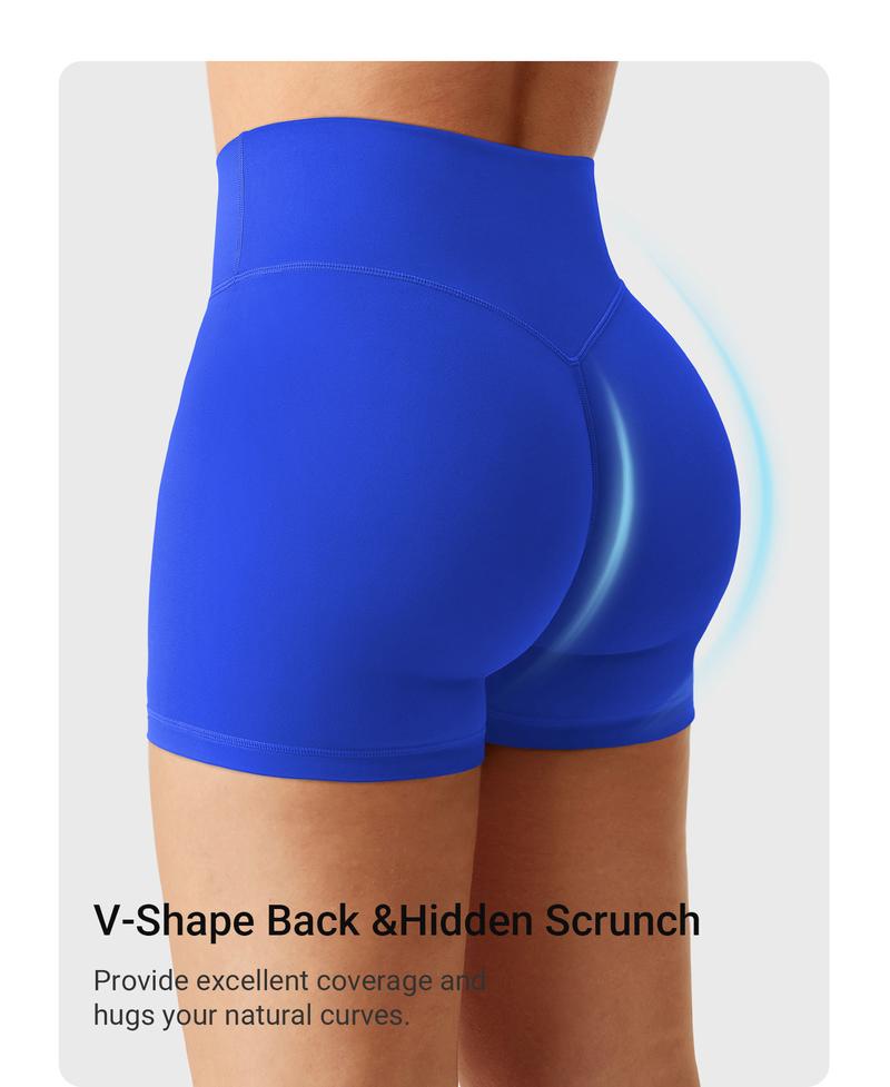 YEOREO Women's Biker Shorts 2.5" /4.5" No Front Seam Elysina High Waist Hidden Scrunch Workout Gym Yoga Running Shorts