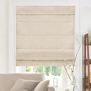 Roman Shades for Windows , Window Treatments , Darkening Shades, 31"W X 64"H , Belgian Flax (Privacy & Light Filtering)