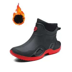 Men's Winter Rain Boots, Anti-Slip Durable Waterproof Short Booties, Casual Outdoor Boot, Outdoor Work and Fishing, Comfortable Fashion Warm Design