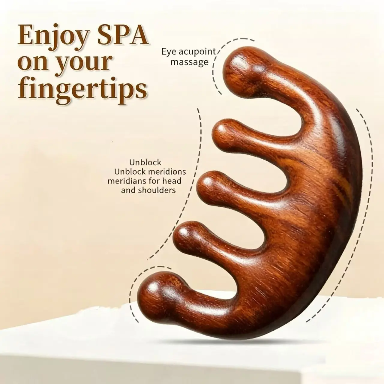 Sandalwood Massage Comb, Portable Wooden Hair Brush, Head & Face Massager, Compact Design, Ideal for Daily Use, Travel-Friendly, Facial Beauty Massagers, MassageTool