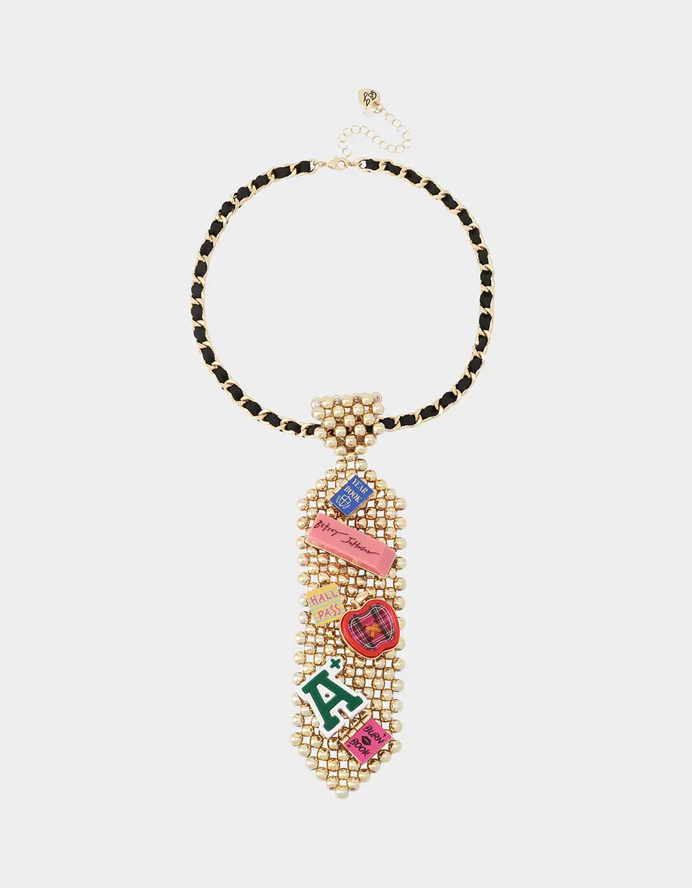 SCHOOL TIE LONG PENDANT NECKLACE MULTI