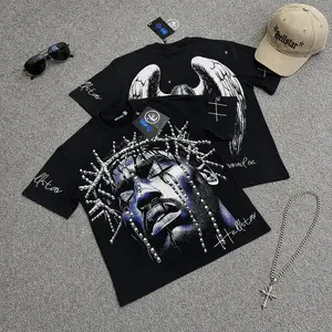 Hell Star Jesus Graphic T Shirt Pure Cotton Streetwear Y2K Summer Daily Casual Party Festival Outfit Urban Hip Hop Harajuku Trend Fashion Men Women Couples Unisex Oversized Top