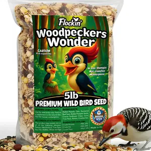 5lbs Woodpecker Bird Seed – Premium Woodpecker Food Blend with Sunflower Chips, Peanuts & Suet – Natural High Energy Bird Seed, No Filler, No Shell, No Mess – USA Made