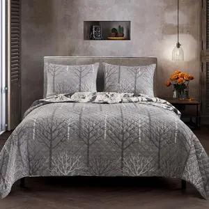 212 MAIN Queen-Size 3-Piece Reptile & Amphibian Decoration Bed Set, Forest Print, Flip Sides, Microfiber Shell
