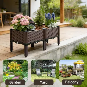 2 Garden/Balcony/Outdoor Patio Planting Box with Bracket Vegetable Flower Planting Raised Container Home Courtyard Plant Planter