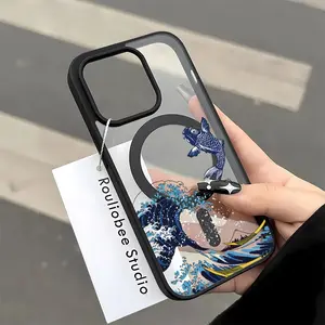 Waves and Fish Pattern Premium Magnetic phone case applicable for iPhone 16ProMax 15 14 13 12 11 Plus cases durable shockproof protection Privacy Protection Magnetic Phone Case cute nic natalie reynolds mosnovo  protective case